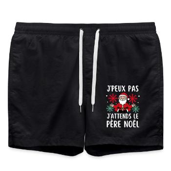 Je peux pas j attends le père Noël - Short de bain - noir - Devant - AI Model Male 185 light (185cm)