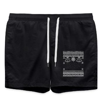 Weihnachtsmuster zur Personalisierung von Papa Mama Kindern - Badeshorts - Schwarz - Vorne - AI Model Male 185 light (185cm)