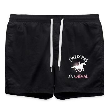Femme sur cheval équitation - Short de bain - noir - Devant - AI Model Male 185 light (185cm)