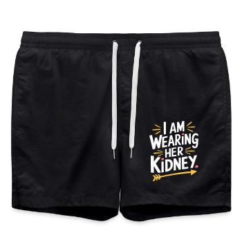 Funny statement on the transplant - Swim Trunks - black - Front - AI Model Male 185 light (185cm)
