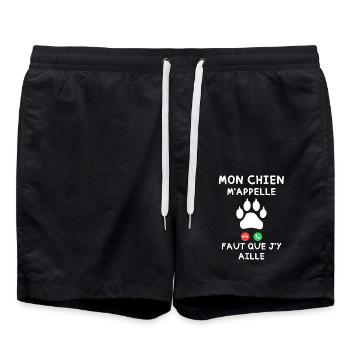Mon Chien m appelle faut que j y aille - Short de bain - noir - Devant - AI Model Male 185 light (185cm)