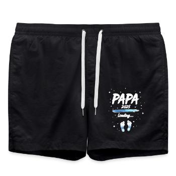 Papa 2025 Loading für Väter Geschenk - Badeshorts - Schwarz - Vorne - AI Model Male 185 light (185cm)