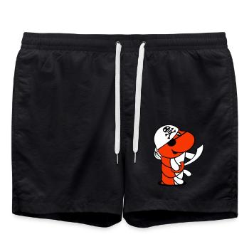 Trou de chenille Pirate Sailor Hat Drôle Mignon Bande dessinée - Short de bain - noir - Devant - AI Model Male 185 light (185cm)