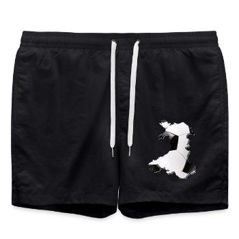 Wales Landkarte umrahmt echten Fußball - Badeshorts - Schwarz - Vorne - AI Model Male 185 light (185cm)