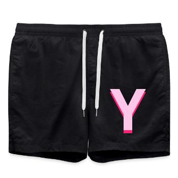 Lettre y rose pop et moderne - Short de bain - noir - Devant - AI Model Male 185 light (185cm)