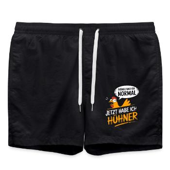 Früher war ich normal jetzt habe ich Hühner - Badeshorts - Schwarz - Vorne - AI Model Male 185 light (185cm)