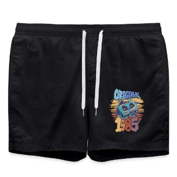 Original 1985 40. Geburtstag Geburtstagsgeschenk - Badeshorts - Schwarz - Vorne - AI Model Male 185 light (185cm)