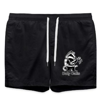 Firefighter badger - "Duty Calls" Design - Swim Trunks - black - Front - AI Model Male 185 light (185cm)