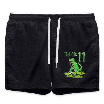 Dinosaure Rex Football 11 Anniversaire Vert - Short de bain - noir - Devant - AI Model Male 185 light (185cm)