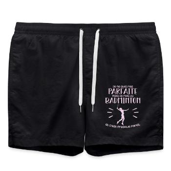 I'm not perfect but I play badminton - Swim Trunks - black - Front - AI Model Male 185 light (185cm)