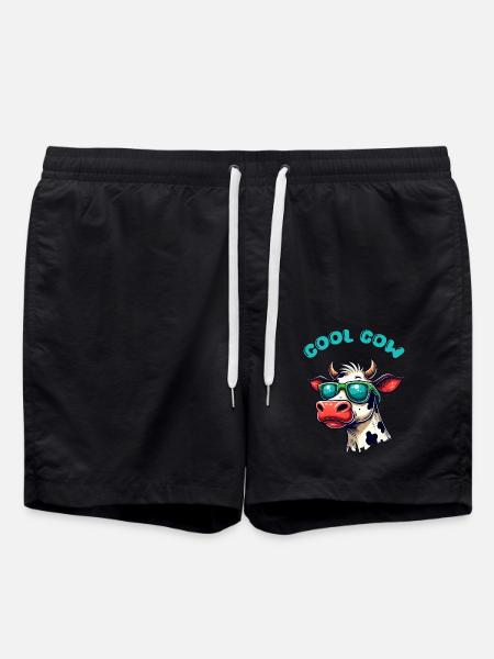 cow sunglasses cow - Swim Trunks - black
