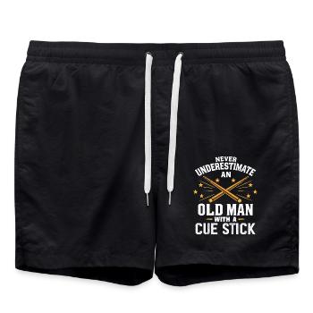Never Underestimate an Old Man with a Cue Stick - Short de bain - noir - Devant - AI Model Male 185 light (185cm)