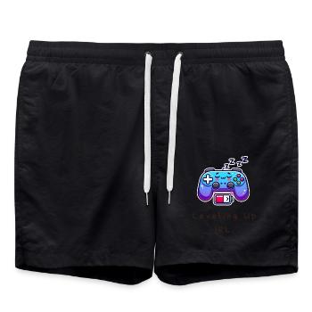 Leveling Up IRL – Funny Gamer Shirt - Swim Trunks - black - Front - AI Model Male 185 light (185cm)