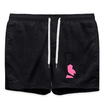 Schwangere mit Sohn Silhouette - Badeshorts - Schwarz - Vorne - AI Model Male 185 light (185cm)