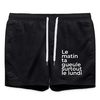Le matin, ta gueule! - Short de bain - noir - Devant - AI Model Male 185 light (185cm)
