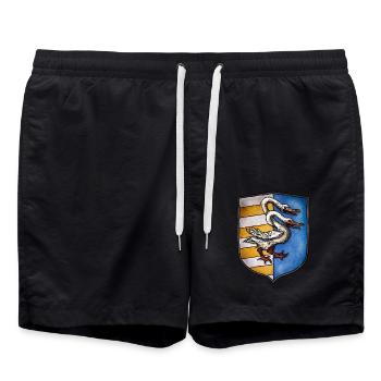 Coat of arms two-headed swan - Swim Trunks - black - Front - AI Model Male 185 light (185cm)