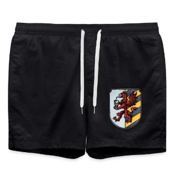 Wappen roter Greif - Badeshorts - Schwarz - Vorne - AI Model Male 185 light (185cm)