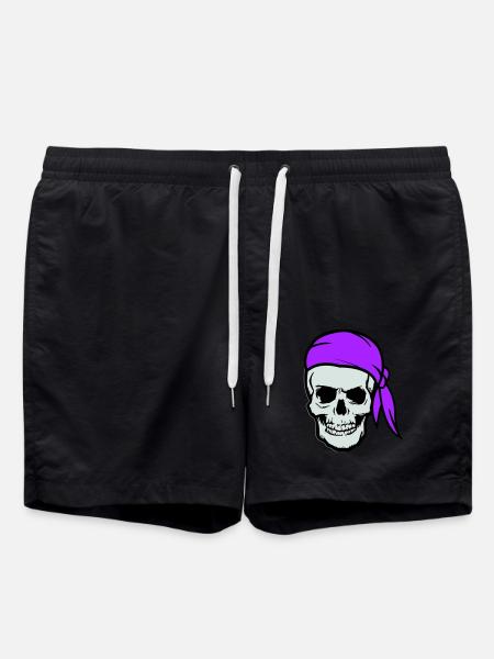 skull pirate - Swim Trunks - black