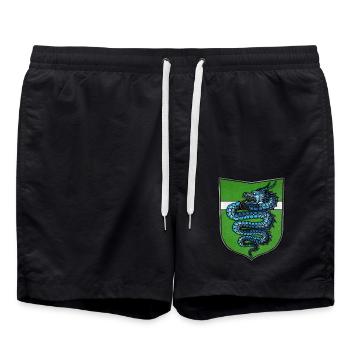Armoiries serpent bleu - Short de bain - noir - Devant - AI Model Male 185 light (185cm)