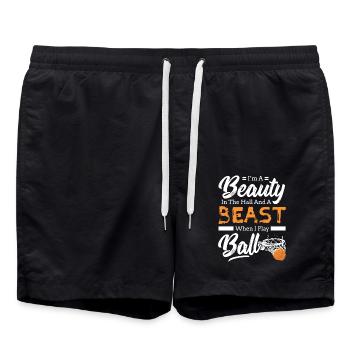 Basketball Girl I Am The Beast When I Play Ball - Swim Trunks - black - Front - AI Model Male 185 light (185cm)