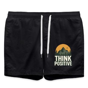 T-shirt « Pensez positif » pour l'aventure dans la nature - Short de bain - noir - Devant - AI Model Male 185 light (185cm)