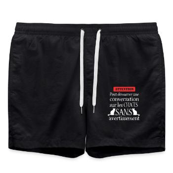 J aime les chats humour chat - Short de bain - noir - Devant - AI Model Male 185 light (185cm)