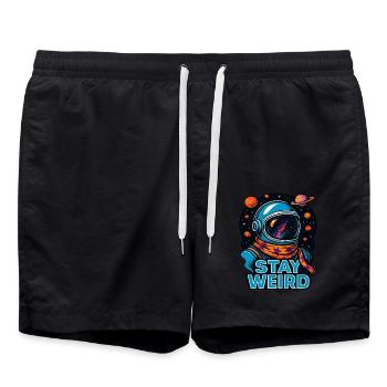 Stay Weird Astronaut – Outer Space Cosmic Design - Swim Trunks - black - Front - AI Model Male 185 light (185cm)