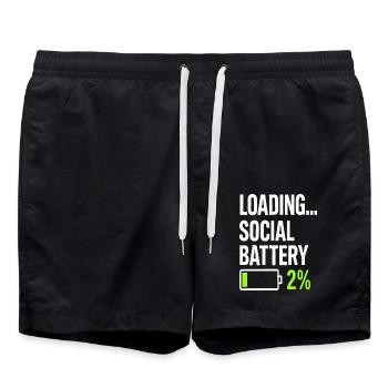 Loading Social Battery – Low Energy Funny Quote - Swim Trunks - black - Front - AI Model Male 185 light (185cm)