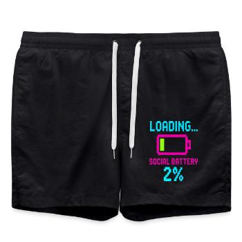Loading Social Battery – Citation amusante à faible consommation d’énergie - Short de bain - noir - Devant - AI Model Male 185 light (185cm)