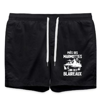 Marmotte fort humour - Short de bain - noir - Devant - AI Model Male 185 light (185cm)