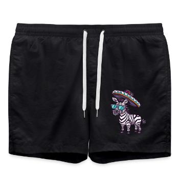 Zebra Comic Lustig Sombrero - Badeshorts - Schwarz - Vorne - AI Model Male 185 light (185cm)
