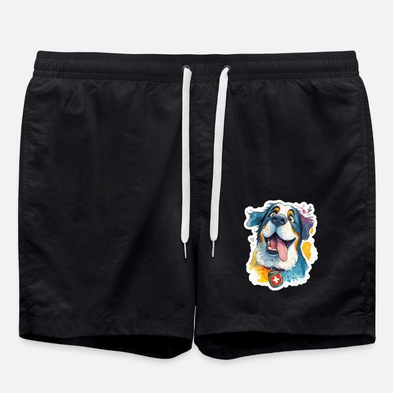 Majestätischer Schweizer Bernhardiner - Badeshorts - Schwarz