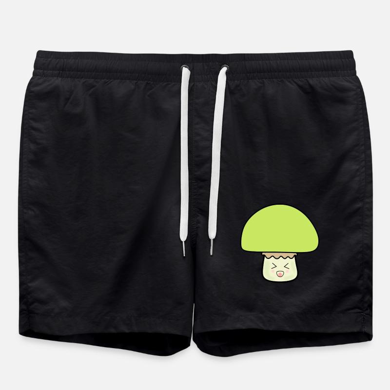 Champignon vert mignon avec visage - Short de bain - noir