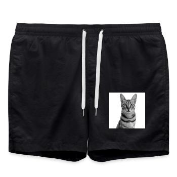 White Cat Cat White Cats Gift - Swim Trunks - black - Front - AI Model Male 185 light (185cm)