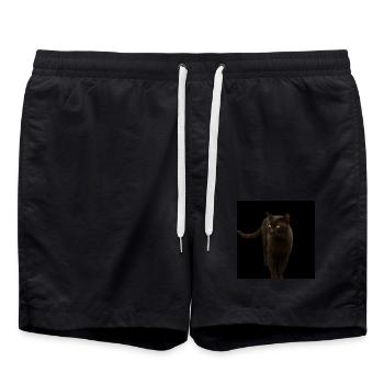 black cat kitten cat - Swim Trunks - black - Front - AI Model Male 185 light (185cm)