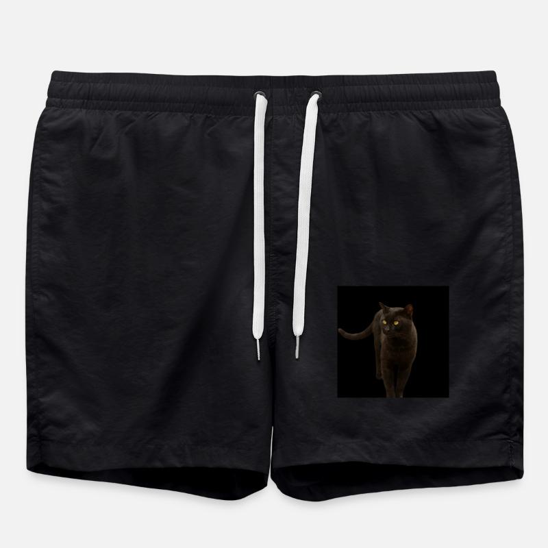 schwarze Katze Kätzchen Katze - Badeshorts - Schwarz