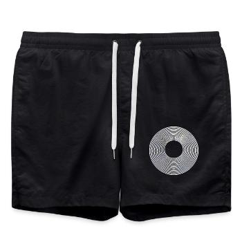 Conception minimaliste abstraite de lignes de cercle - Short de bain - noir - Devant - AI Model Male 185 light (185cm)