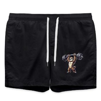 paresseux haltère fitness entraînement fort - Short de bain - noir - Devant - AI Model Male 185 light (185cm)