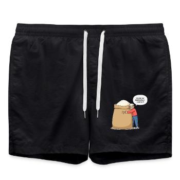 You are my emergency contact ! - Swim Trunks - black - Front - AI Model Male 185 light (185cm)