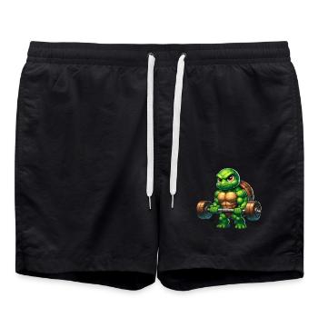 Starke Schildkröte Workout Hantel Kraft - Badeshorts - Schwarz - Vorne - AI Model Male 185 light (185cm)