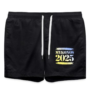 Mykonos 2025 - Badeshorts - Schwarz - Vorne - AI Model Male 185 light (185cm)