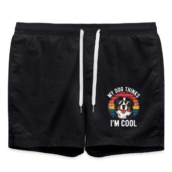 Bernese Mountain Dog My Dog Thinks I'm Cool - Swim Trunks - black - Front - AI Model Male 185 light (185cm)