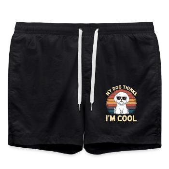 Bichon frisé Mon chien pense que je suis cool - Short de bain - noir - Devant - AI Model Male 185 light (185cm)