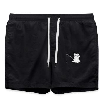Chat avec des lunettes de soleil pêche - Short de bain - noir - Devant - AI Model Male 185 light (185cm)