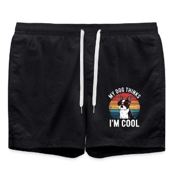 Boston Terrier Mein Hund Denkt Das Ich Cool Bin - Badeshorts - Schwarz - Vorne - AI Model Male 185 light (185cm)