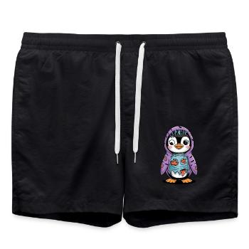 Penguin Zombie Halloween : Mort-vivant mignon - Short de bain - noir - Devant - AI Model Male 185 light (185cm)