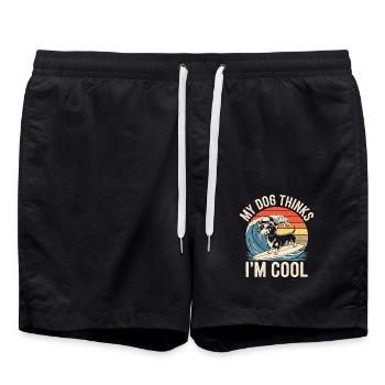 Dachshund my dog thinks I'm cool - Swim Trunks - black - Front - AI Model Male 185 light (185cm)