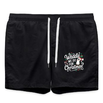 Waddle We Do For Christmas Penguin Christmas - Swim Trunks - black - Front - AI Model Male 185 light (185cm)