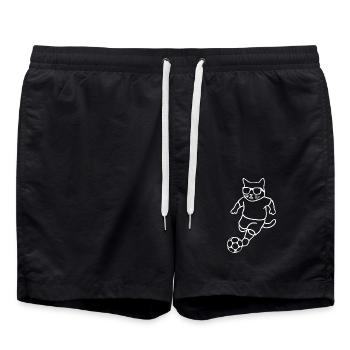 Cat with sunglasses playing football - Swim Trunks - black - Front - AI Model Male 185 light (185cm)