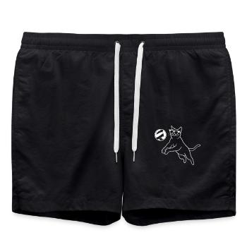 Katze Mit Sonnenbrille Spielt Volleyball - Badeshorts - Schwarz - Vorne - AI Model Male 185 light (185cm)